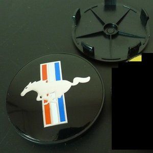 Set of 4 Ford Mustang Wheel Center Caps Tri-Bar Pony Running Horse Rims Ca…